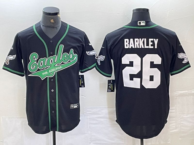 Men Philadelphia Eagles 26 Barkley Black 2024 Nike Co branded NFL Jersey style 9